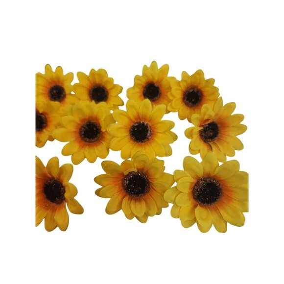 Yellow Artificial Sunflower Heads 2.5 Inch Pack Of 18 Decorative Flowers - Picture 5 of 14